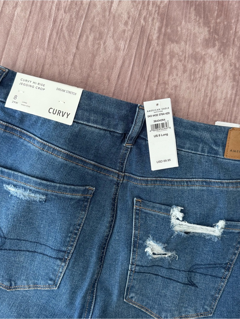 American Eagle Outfitters Curvy High-Rise Blue Distressed Jeggings